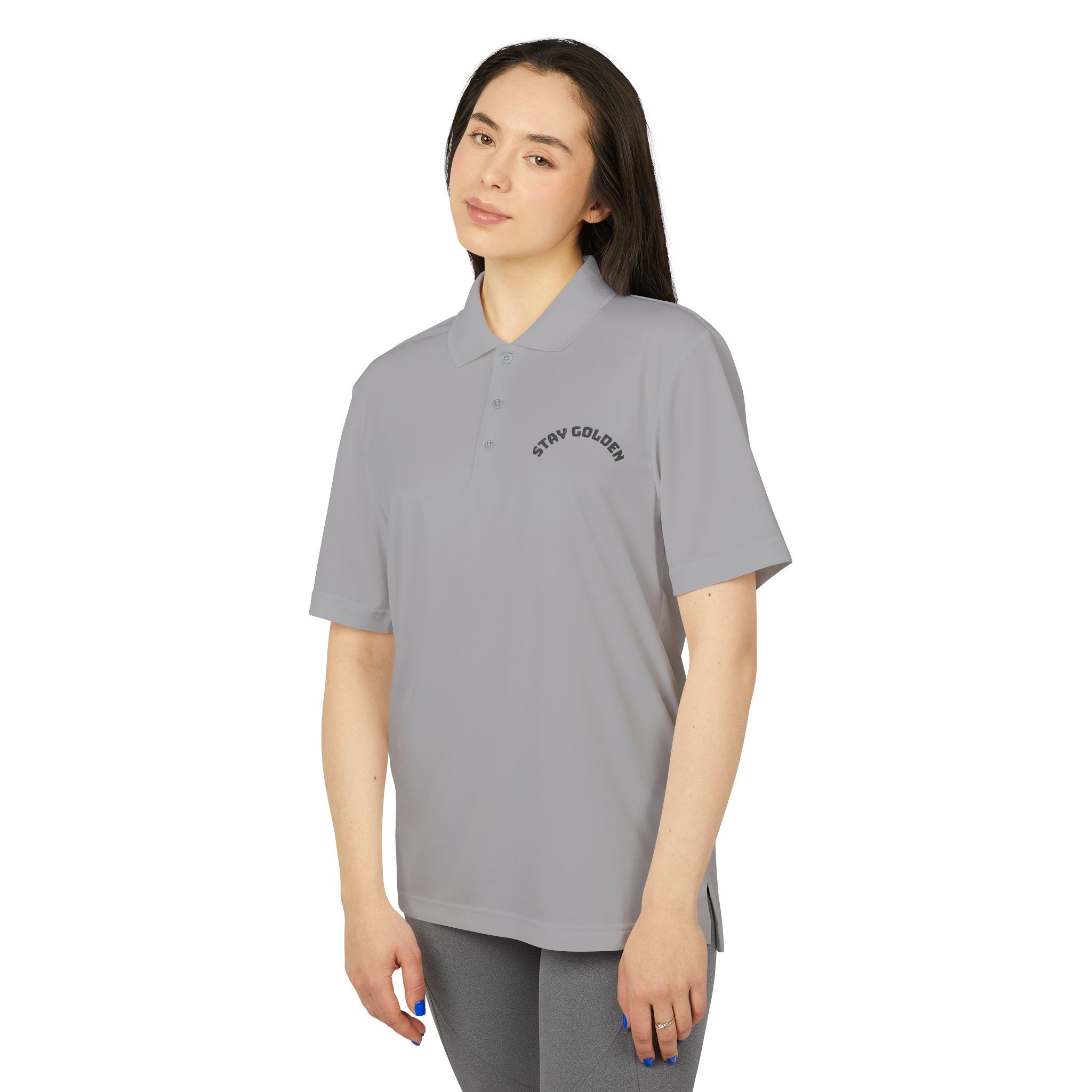 Performance Polo Shirt - Stay Golden | Unisex Athletic Wear, Sports Top, Activewear, Gift for Him, Golf Shirt